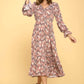 Print V neck Maxi Dress with Ruffle Hem