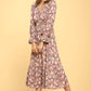 Print V neck Maxi Dress with Ruffle Hem