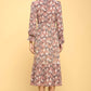 Print V neck Maxi Dress with Ruffle Hem