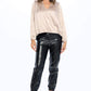 Silky Satin Long Sleeve Surplice Top