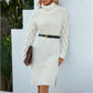 Split Knitted Dress 2022 Autumn Winter Hollow Woolen Long Sleeve