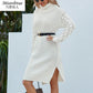 Split Knitted Dress 2022 Autumn Winter Hollow Woolen Long Sleeve