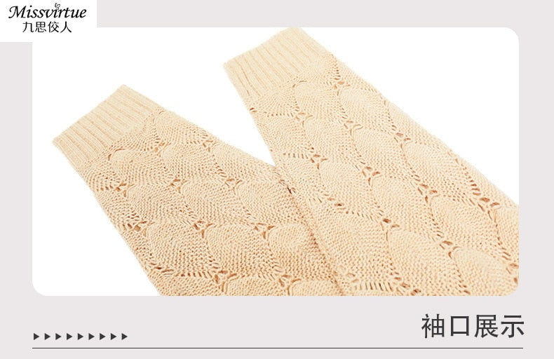 Split Knitted Dress 2022 Autumn Winter Hollow Woolen Long Sleeve