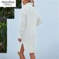 Split Knitted Dress 2022 Autumn Winter Hollow Woolen Long Sleeve