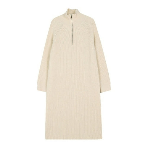 Stylish Women Zipper Turtleneck Loose Sweater Dress For Women Full