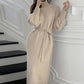 Summer Women Long Loose Knitted Sweater Dress Korean Lady Long Sleeve