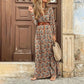Winter Autumn Fashion Women V Neck Print Long Dress Casual Irregular