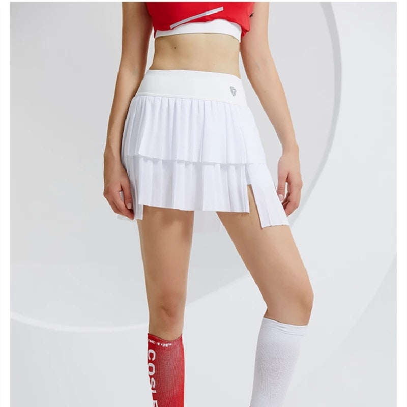Women High Waist Double Layer Pleated Skirt Sports Golf Tennis Skirts