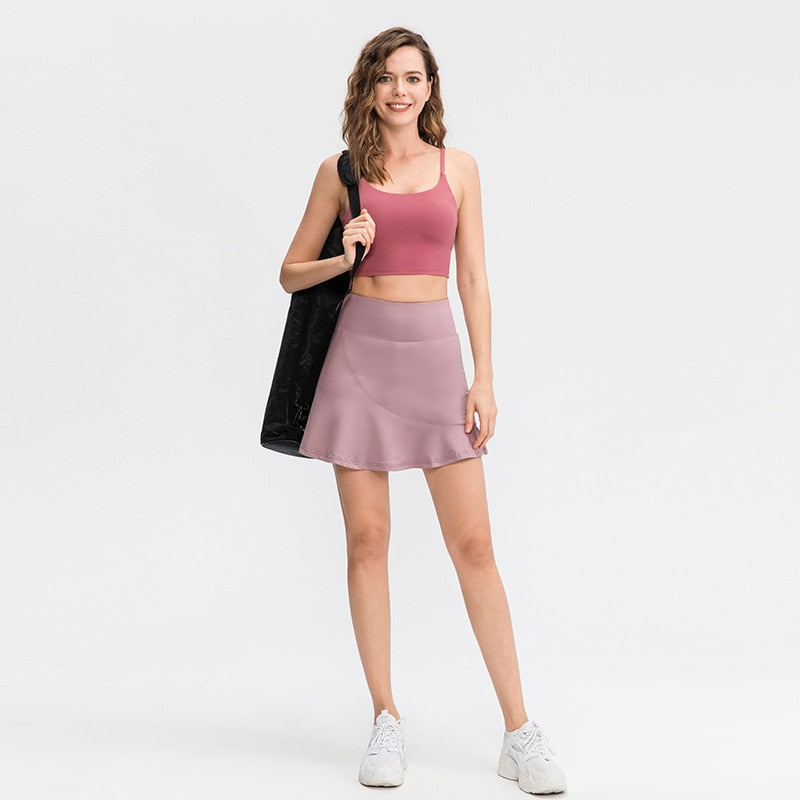 Women Tennis Skirts Quick Dry Loose Skorts Fake Two Pieces Ladies