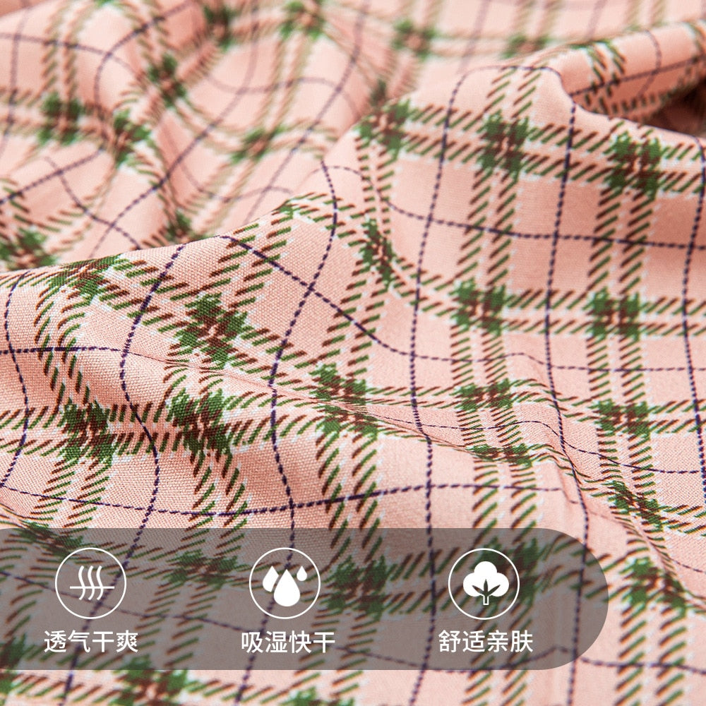 Women's Plaid Sports Short Pleated Skirt Outdoor Running Dance Yoga