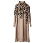 Zuoman Autumn 2020 Retro Casual Print Loose Dress Winter High Collar