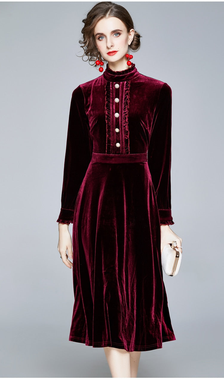 ZUOMAN Women Autumn & Winter Elegant Velvet Dress Festa High Quality