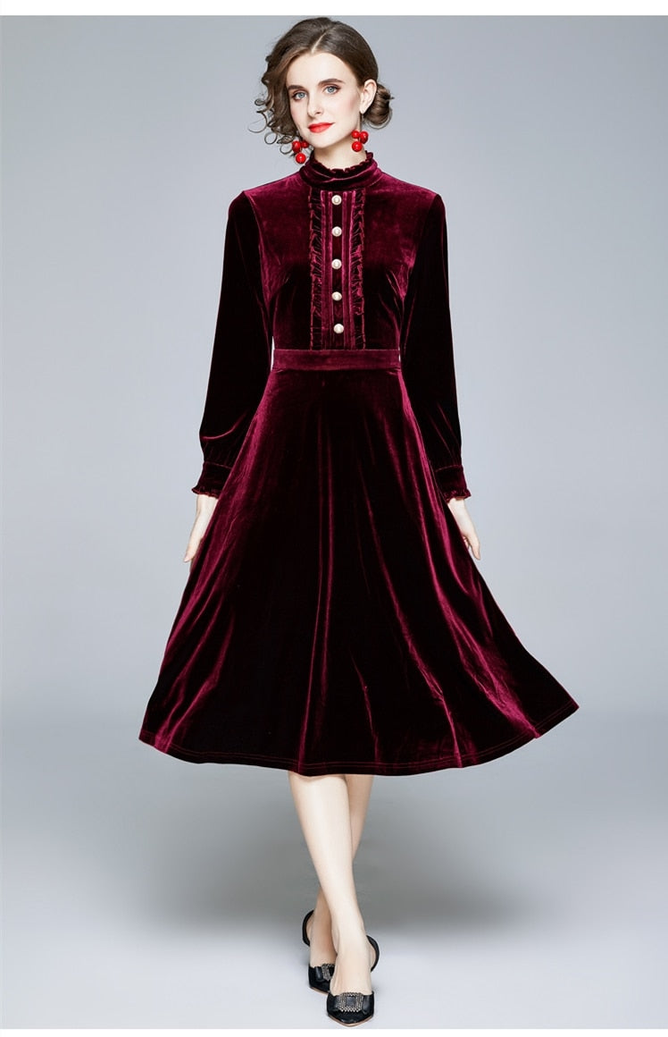 ZUOMAN Women Autumn & Winter Elegant Velvet Dress Festa High Quality