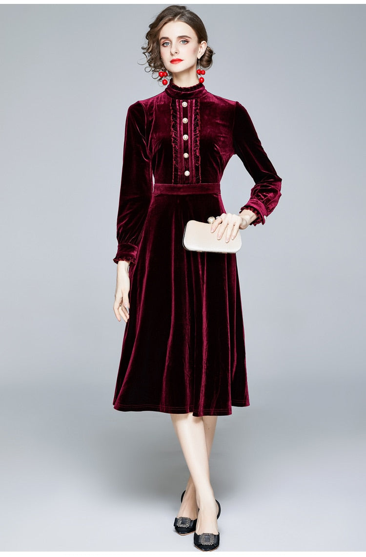 ZUOMAN Women Autumn & Winter Elegant Velvet Dress Festa High Quality