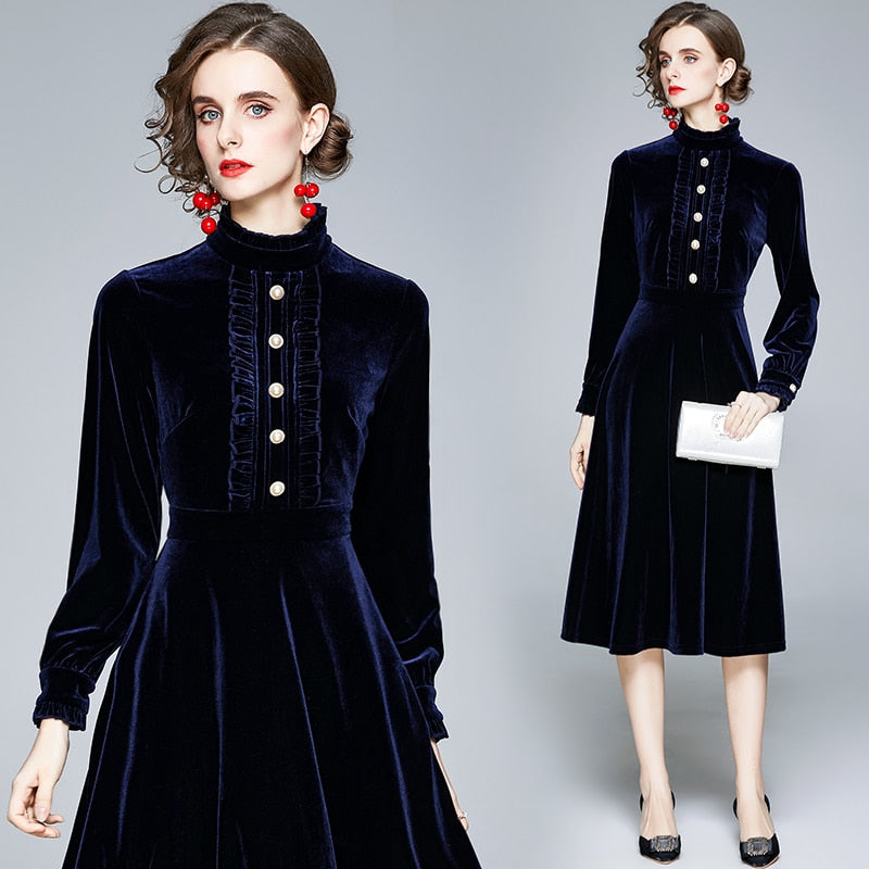 ZUOMAN Women Autumn & Winter Elegant Velvet Dress Festa High Quality