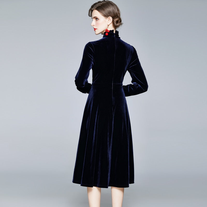 ZUOMAN Women Autumn & Winter Elegant Velvet Dress Festa High Quality