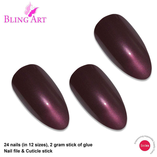 False Nails by Bling Art Brown Glitter Almond Stiletto Fake Long