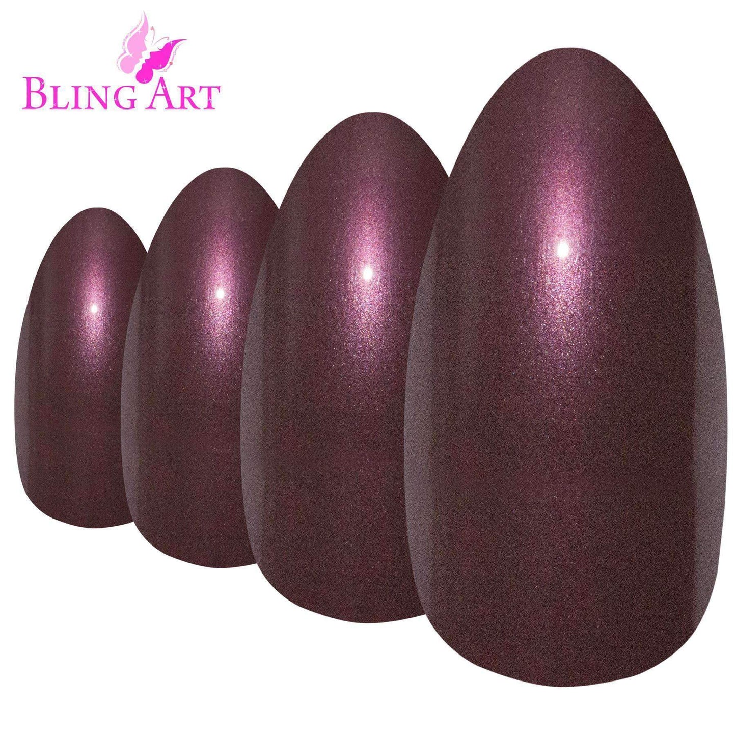 False Nails by Bling Art Brown Glitter Almond Stiletto Fake Long