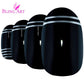 False Nails by Bling Art Black Silver Glossy Oval Medium Fake 24