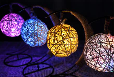 LED creative hand rope rattan ball copper wire lamp lamp room bedroom