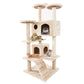 52" Solid Cute Sisal Rope Plush Cat Climb Tree Cat Tower Beige
