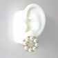 14 Karats Gold Plated Vintage Geometric Stud Earrings, Pearls Earrings