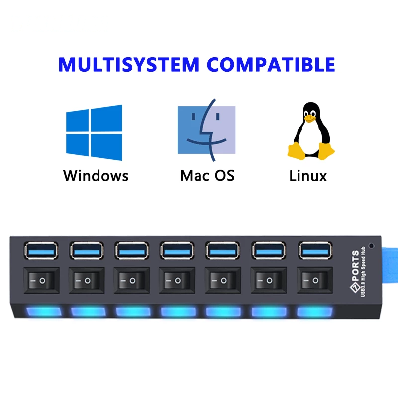 Hub USB Hub 3.0 Multi USB Splitter 4/7 Port Multiple Expander
