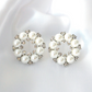 14 Karats Gold Plated Vintage Geometric Stud Earrings, Pearls Earrings