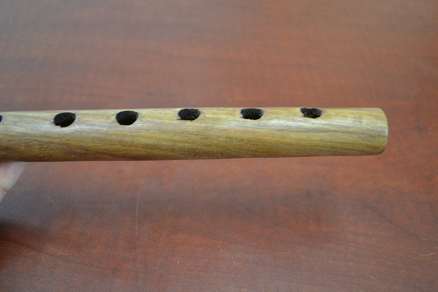 Hand Carved Brown Wood Whistle Flute 12"