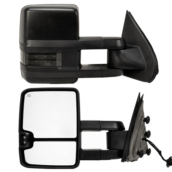For 2014-2017 GMC Sierra 1500 Pair Smoked LED Tow Mirror Power Heated