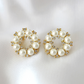 14 Karats Gold Plated Vintage Geometric Stud Earrings, Pearls Earrings