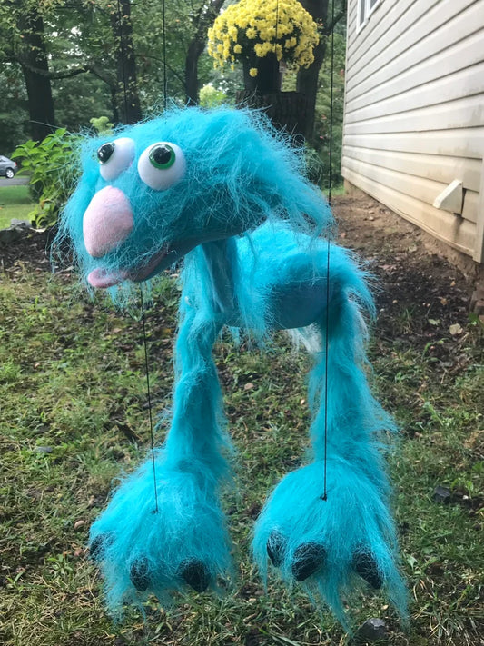 Plush funky walking dog puppet marionette