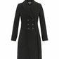 De La Creme - Womens Slim Fit Double Breasted Roll Collared Coat