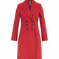 De La Creme - Womens Slim Fit Double Breasted Roll Collared Coat