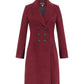 De La Creme - Womens Slim Fit Double Breasted Roll Collared Coat
