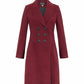 De La Creme - Womens Slim Fit Double Breasted Roll Collared Coat